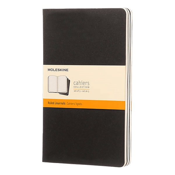 Moleskine Cuaderno Cahier Journals Pack de 3 Rayado Negro Talla L 13x21cm