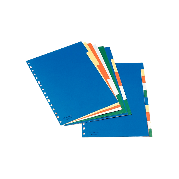 Esselte Separadores de Plástico 10 hojas Colores Vivos Formato A4