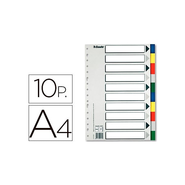 Esselte Separadores de Plástico 10 hojas Colores Vivos Formato Folio