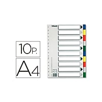 Esselte Separadores de Plástico 10 hojas Colores Vivos Formato Folio