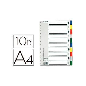 Esselte Separadores de Plástico 10 hojas Colores Vivos Formato Folio