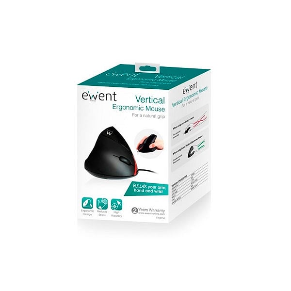 Mouse ratón vertical ergonómico Ewent ew3156 usb 20 1000dp