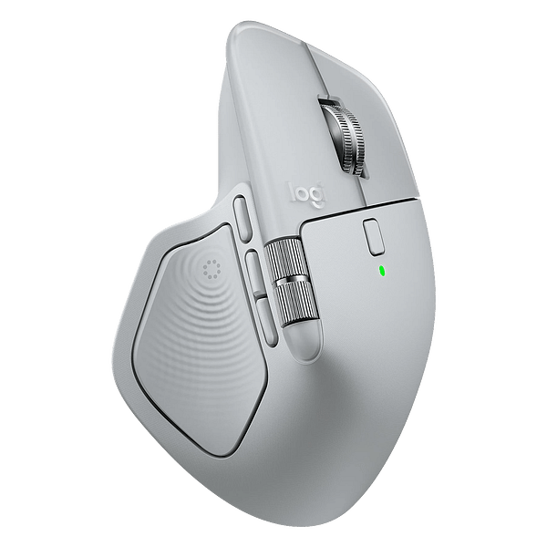 Logitech MX Master 4  Ratón Inalámbrico Ergonómico 7 Botones Sensor Óptico 8000 DPI Conectividad Bluetooth y USBC  Gris Pálido