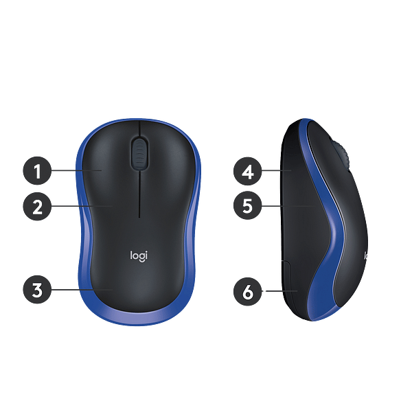 Logitech M185 Azul  Ratón Inalámbrico Ambidiestro Sensor Óptico 1000 DPI Conectividad 24GHz Windows macOS