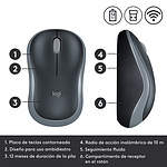 Logitech M185 Gris  Ratón Inalámbrico Ambidiestro Sensor Óptico 1000 DPI Conectividad 24GHz Windows macOS