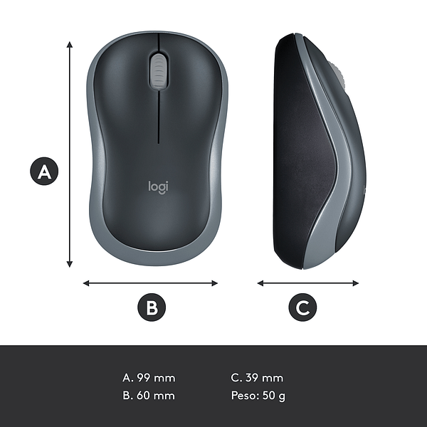 Logitech M185 Gris  Ratón Inalámbrico Ambidiestro Sensor Óptico 1000 DPI Conectividad 24GHz Windows macOS