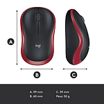 Logitech M185 Rojo  Ratón Inalámbrico Ambidiestro Sensor Óptico 1000 DPI Conectividad 24GHz Windows macOS