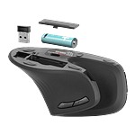 Mars Gaming MMWERGOPRO  Ratón Vertical Ergonómico Inalámbrico 3200 DPI Huano Switches Negro