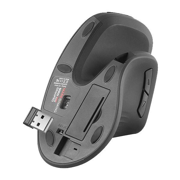 Mars Gaming MMWERGOPRO  Ratón Vertical Ergonómico Inalámbrico 3200 DPI Huano Switches Negro