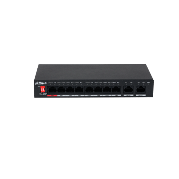 Dahua DHPFS30108ET96V2  Switch 8 puertos POE 90W 10100  2 UPLINK Gigabit