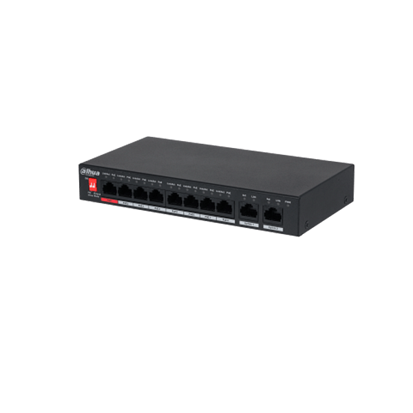 Dahua DHPFS30108ET96V2  Switch 8 puertos POE 90W 10100  2 UPLINK Gigabit