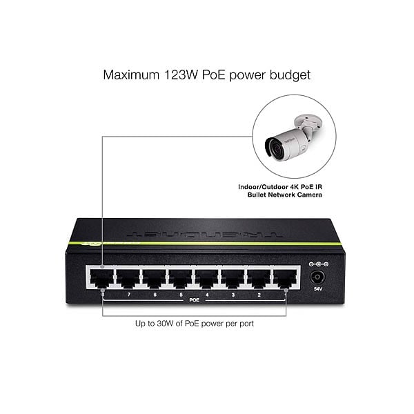 Trendnet TPETG80G 8 Puertos PoE Gigabit  Switch