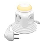 Aisens ASPS2A1CLPQ02W  4 Tomas  1xUSBC 20W PD30  2xUSBA 18W QC30  Luz Nocturna  18M Blanco  Regleta de Enchufes Sobremesa Multifunción