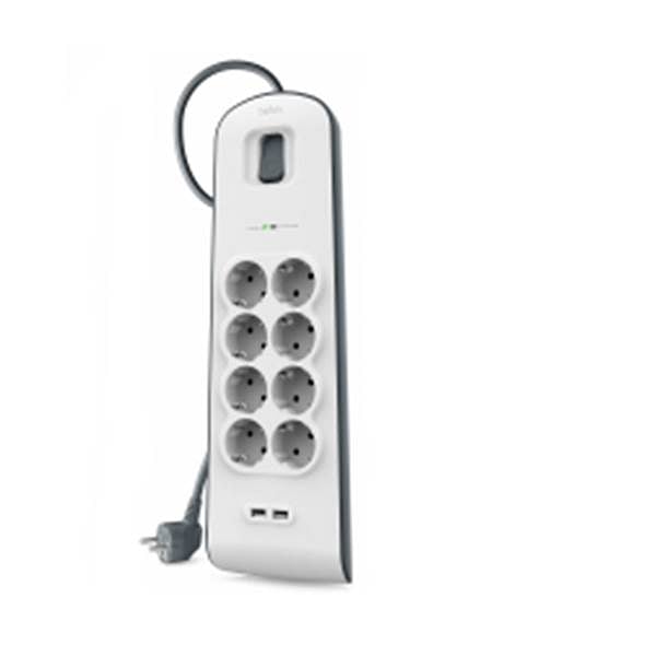 Belkin BSV804VF2M 8 Tomas Botones BlancoGris  Regleta