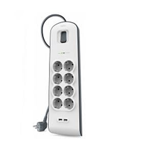 Belkin BSV804VF2M 8 Tomas Botones BlancoGris  Regleta