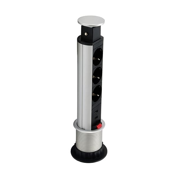 Equip 3 Tomas Schuko  2 USB para Mesa 60mm  Regleta mesa
