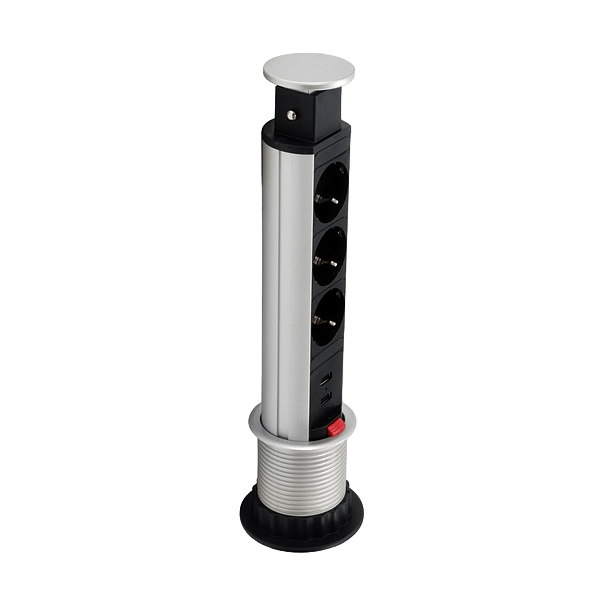 Equip 3 Tomas Schuko  2 USB para Mesa 60mm  Regleta mesa