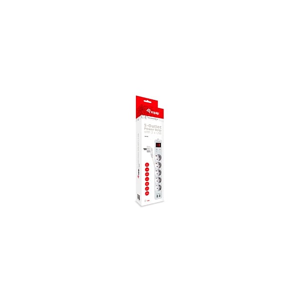 Equip 5 Tomas Schuko  2 USB 15M con interruptor  Regleta