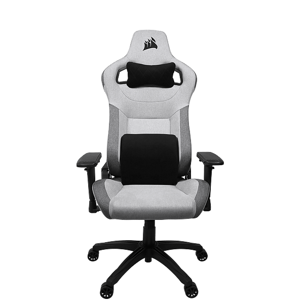 Corsair T3 RUSH Fabric  Silla Gaming Reclinable Ergonómica con Soporte Lumbar y Cervical Grey  Silver