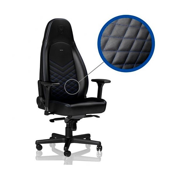 Noblechairs Icon cuero PU negro  azul  Silla