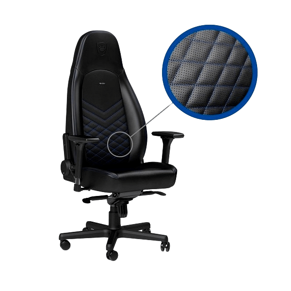 Noblechairs Icon cuero PU negro  azul  Silla
