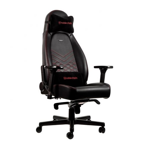 Noblechairs Icon cuero PU negro  rojo  Silla