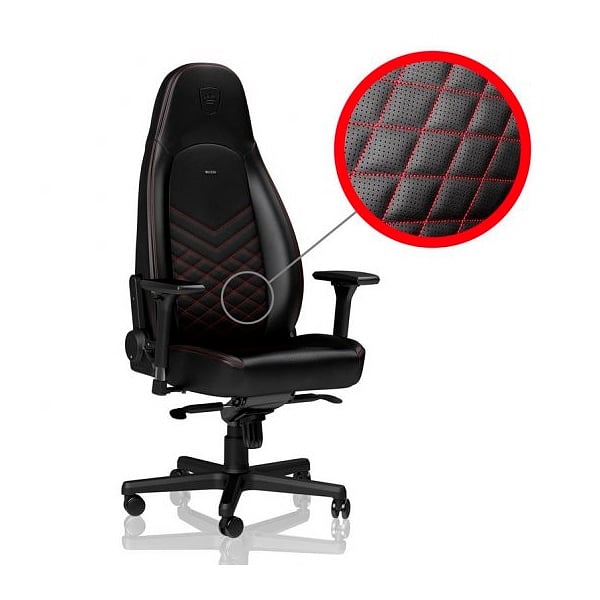 Noblechairs Icon cuero PU negro  rojo  Silla