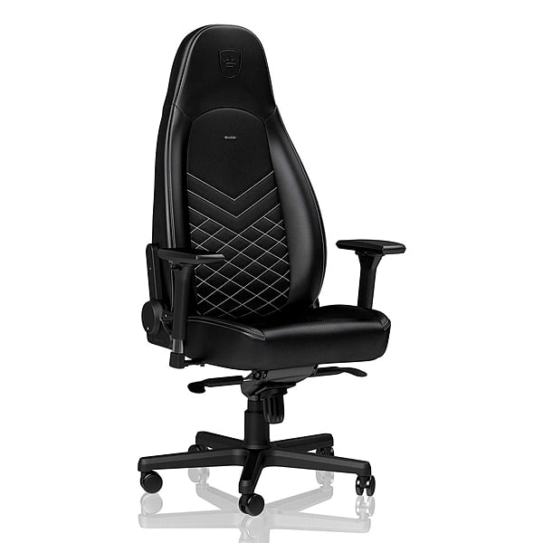 Noblechairs Icon cuero PU negro  blanco  Silla