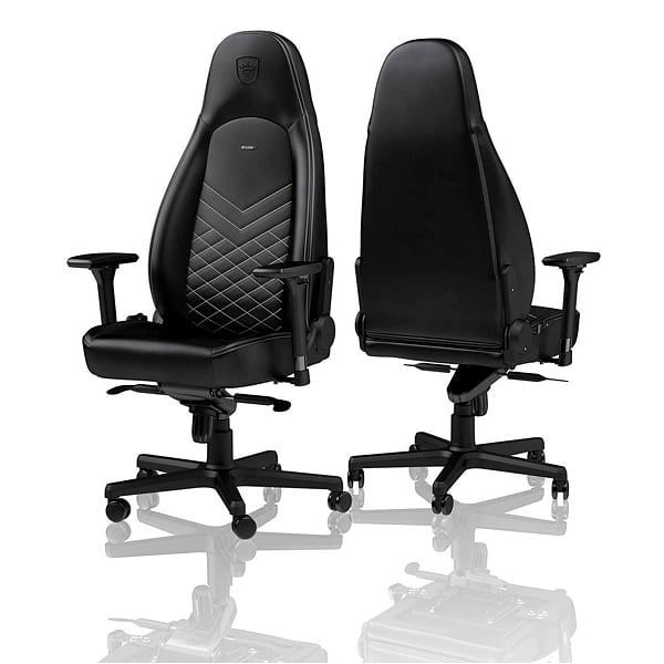 Noblechairs Icon cuero PU negro  blanco  Silla