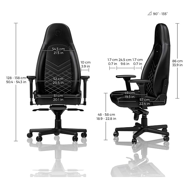 Noblechairs Icon cuero PU negro  blanco  Silla