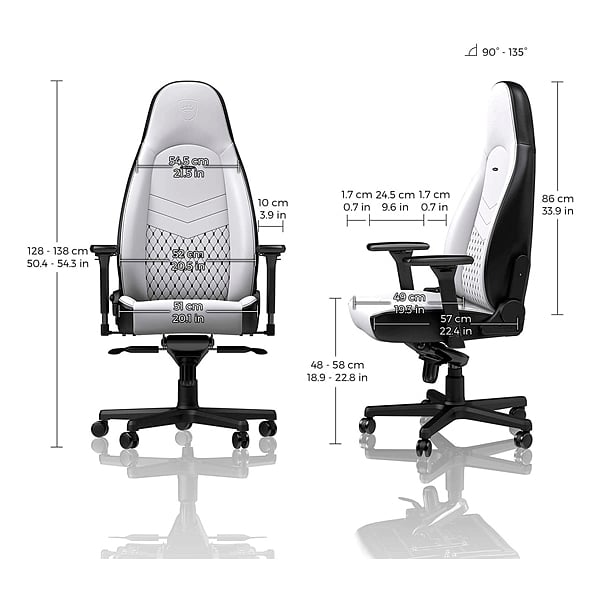 Noblechairs Icon cuero PU blanco  negro  Silla