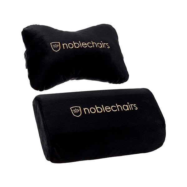 Noblechair set lumbar y cervical negro  dorado  Cojin
