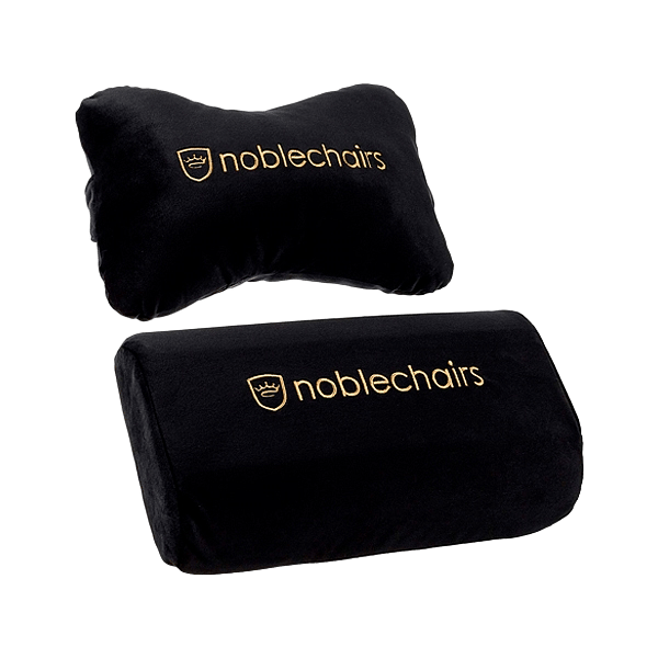 Noblechair set lumbar y cervical negro  dorado  Cojin