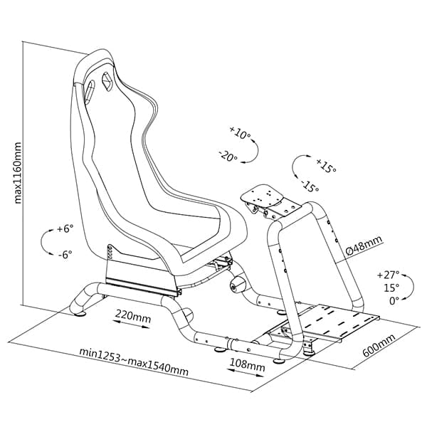 OPLITE GTR Racing Cockpit Black  Silla