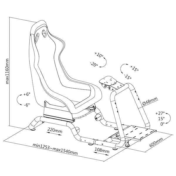 OPLITE GTR Racing Cockpit Black  Silla