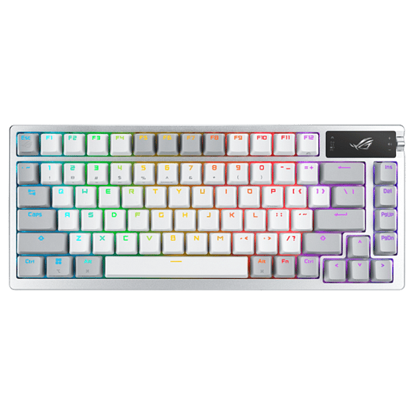 ASUS ROG Azoth Moonlight White 75 Teclado mecánico Inalámbrico Switches ROG NX Snow Hotswappable Pantalla OLED Gasket Mount PBT DoubleShot