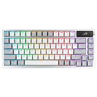 ASUS ROG Azoth Moonlight White 75% Teclado mecánico Inalámbrico Switches ROG NX Snow Hot-swappable Pantalla OLED Gasket Mount PBT Double-Shot