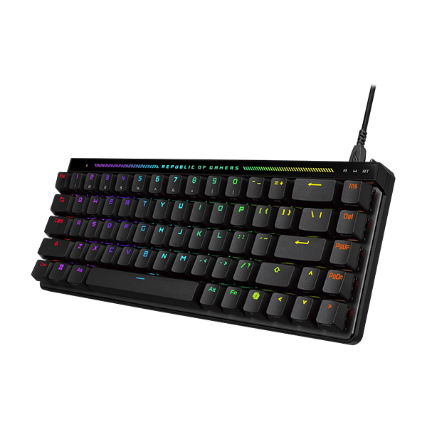 ASUS ROG Falchion Ace HFX Mini 65 Teclado mecánico gaming Switches magnéticos ROG HFX ajustable Rapid Trigger Panel táctil Keycaps PBT DoubleShot