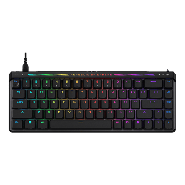 ASUS ROG Falchion Ace HFX Mini 65 Teclado mecánico gaming Switches magnéticos ROG HFX ajustable Rapid Trigger Panel táctil Keycaps PBT DoubleShot