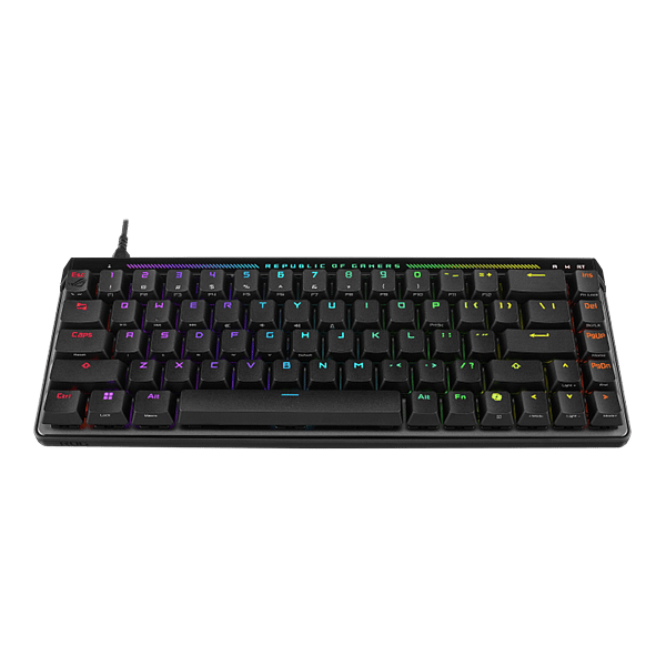 ASUS ROG Falchion Ace HFX Mini 65 Teclado mecánico gaming Switches magnéticos ROG HFX ajustable Rapid Trigger Panel táctil Keycaps PBT DoubleShot