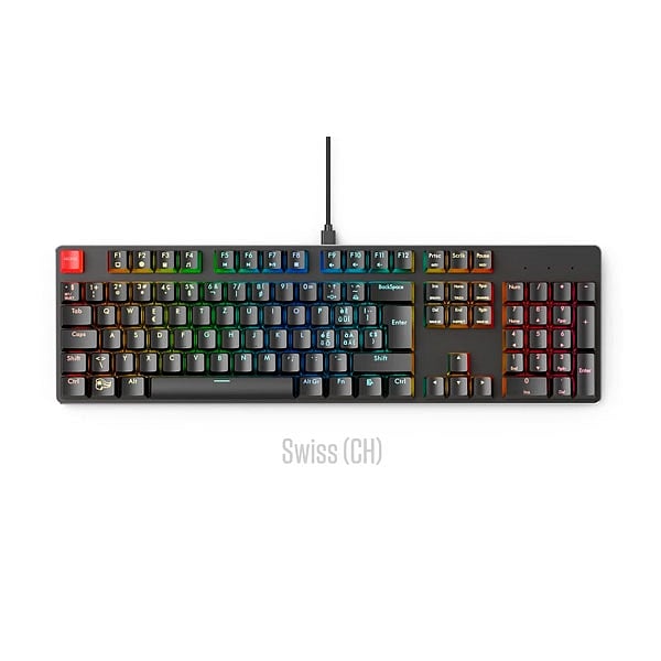 Glorious PC Gaming Race Keycaps ABS 105 Negro Layout CH
