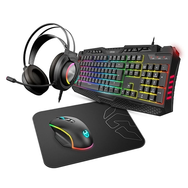 Krom Kritic combo gaming Teclado  Auriculares  Ratón  Alfombrilla  Pack Periféricos