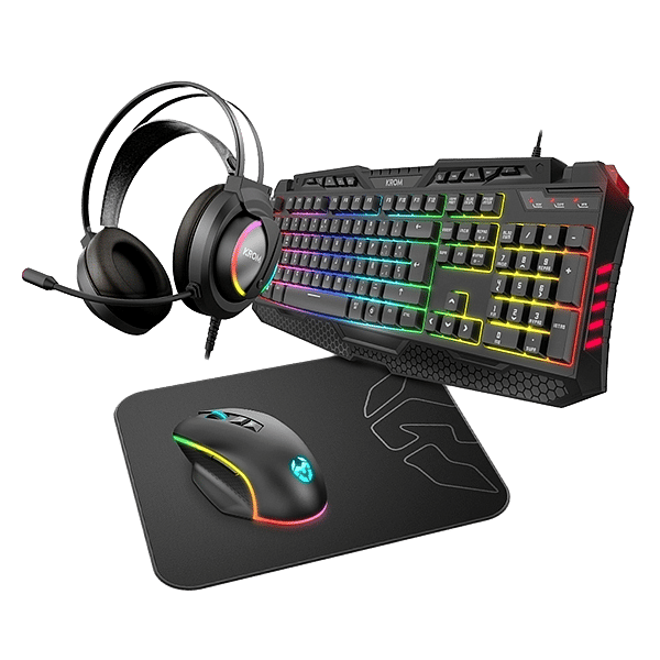 Krom Kritic combo gaming Teclado  Auriculares  Ratón  Alfombrilla  Pack Periféricos