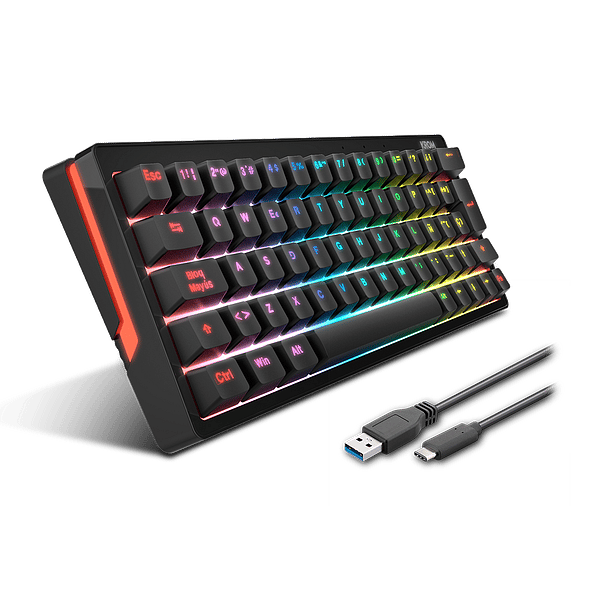Krom Kreator  Teclado mecánico Gaming 60 RGB PBT Lubricated Switches AntiGhosting Hotswap