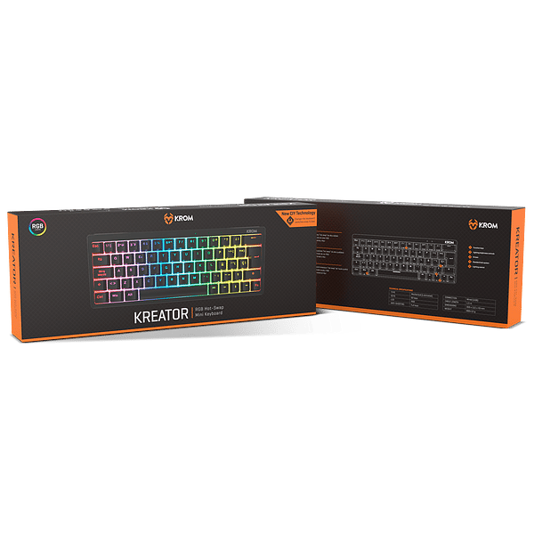 Krom Kreator  Teclado mecánico Gaming 60 RGB PBT Lubricated Switches AntiGhosting Hotswap