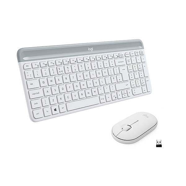 Logitech MK470 Combinación Teclado  Ratón Inalámbricos Blanco compacto y silencioso  Teclado y ratón