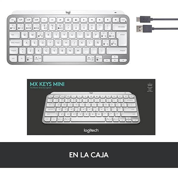 Logitech MX Keys Mini Retroiluminado Gris Pálido ES  Teclado