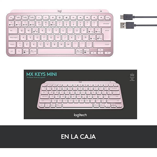 Logitech MX Keys Mini Retroiluminado Rosado ES  Teclado
