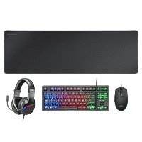 Mars Gaming MCPRGB3  Combo 4 en 1 Teclado TKL HMech RED  Ratón Gaming RGB  Alfombrilla XXL  Auriculares RGB  Pack Gaming Periféricos