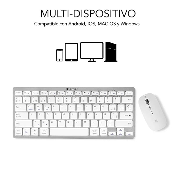 Subblim Combo Dynamic Compact Silver  Kit Teclado y Ratón